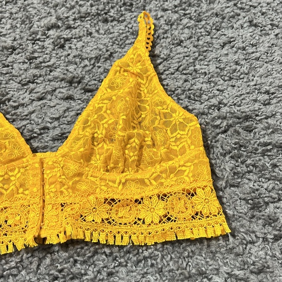 Free People Ella Lace Longline Bralette Yellow Gold Size small - Picture 4 of 12